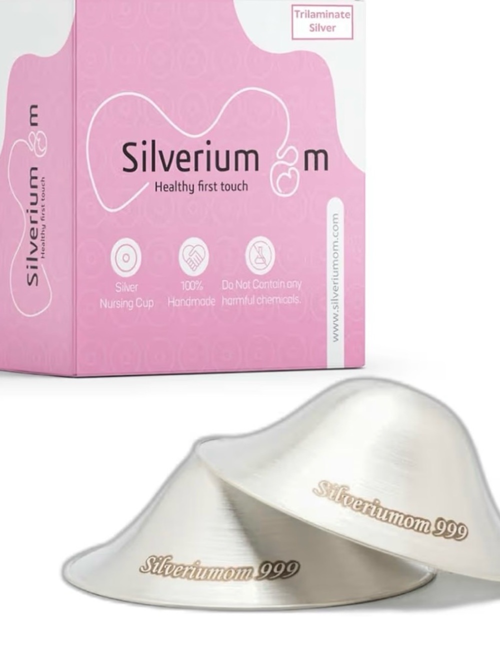 Silveriumom The Original Silver Nursing Cups - Nipple Shields for Nursing XL